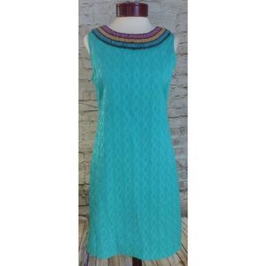 Adrianna Papell Dress Women's Size 6P Knee Length Neckline Green Sleeveless